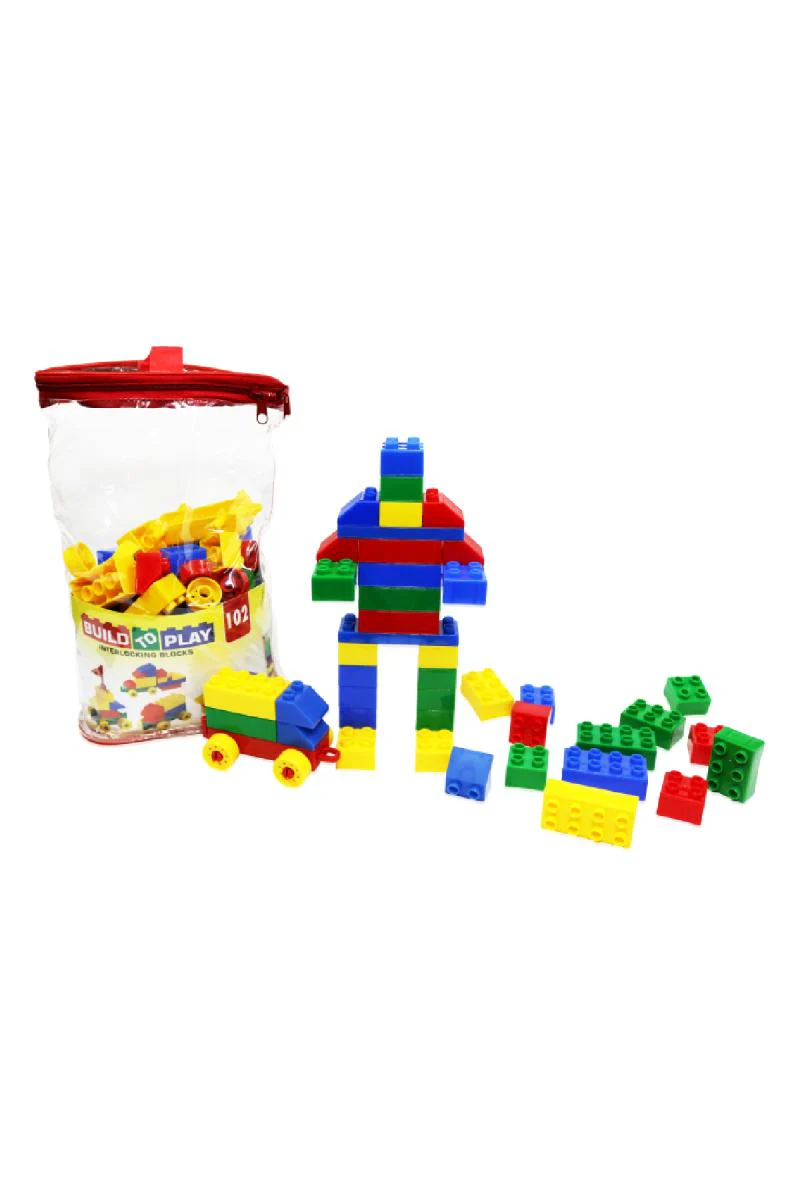 Build To Play Interlocking Blocks- 102 Blocks - Image 3