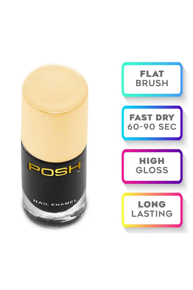 Posh Long-lasting Shine High Gloss Nail Polish - 9ml (660 Bat Women, Black) - Image 3