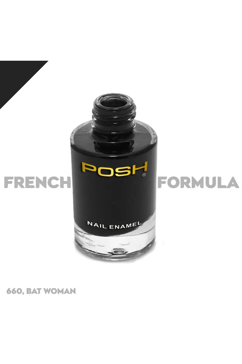Posh Long-lasting Shine High Gloss Nail Polish - 9ml (660 Bat Women, Black) - Image 4