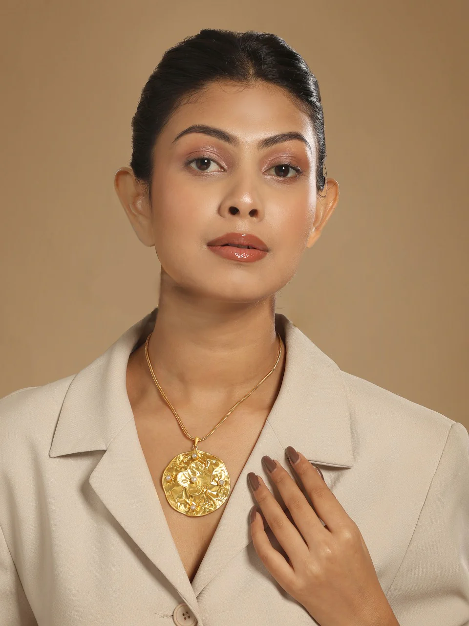 18K Gold-Plated Pearl Pendant with Chain