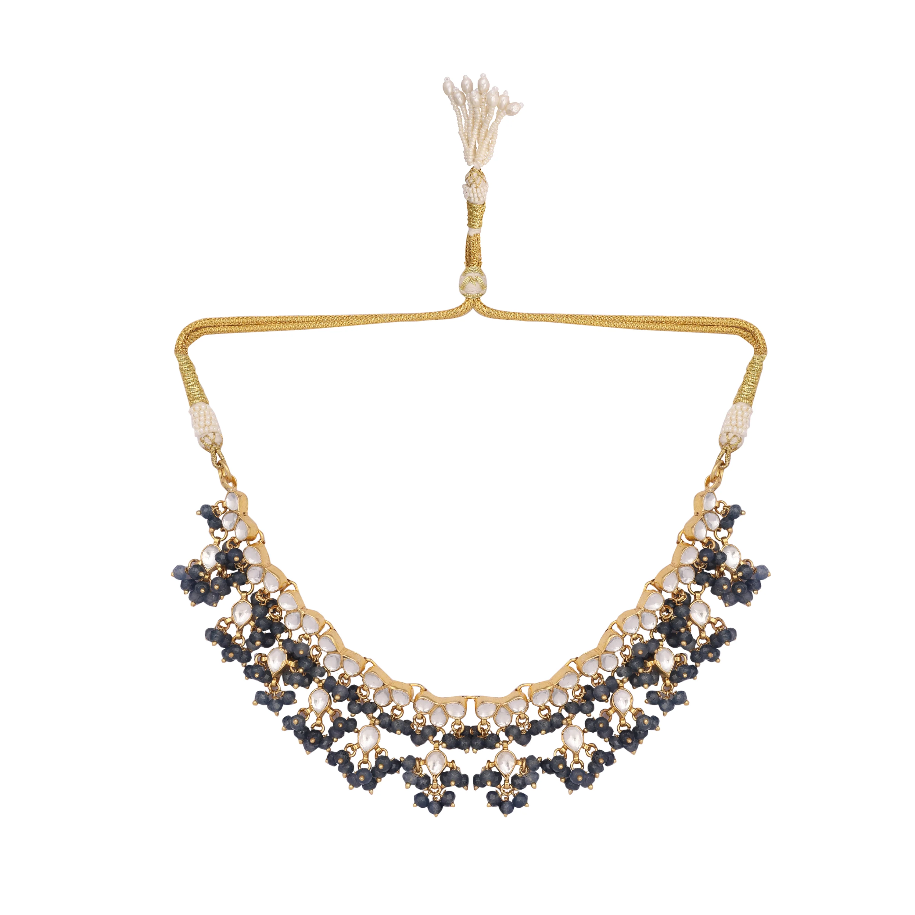 22K Gold Plated Azure Dusk Kundan Necklace - Image 5
