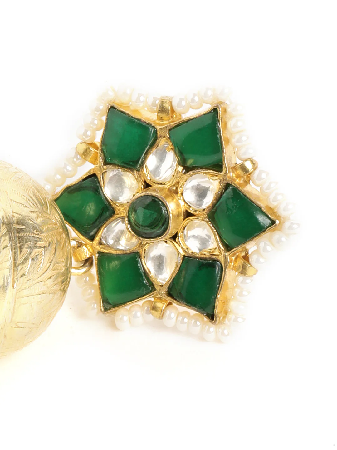 22K Gold Plated Panna Jhumki Earrings - Image 4