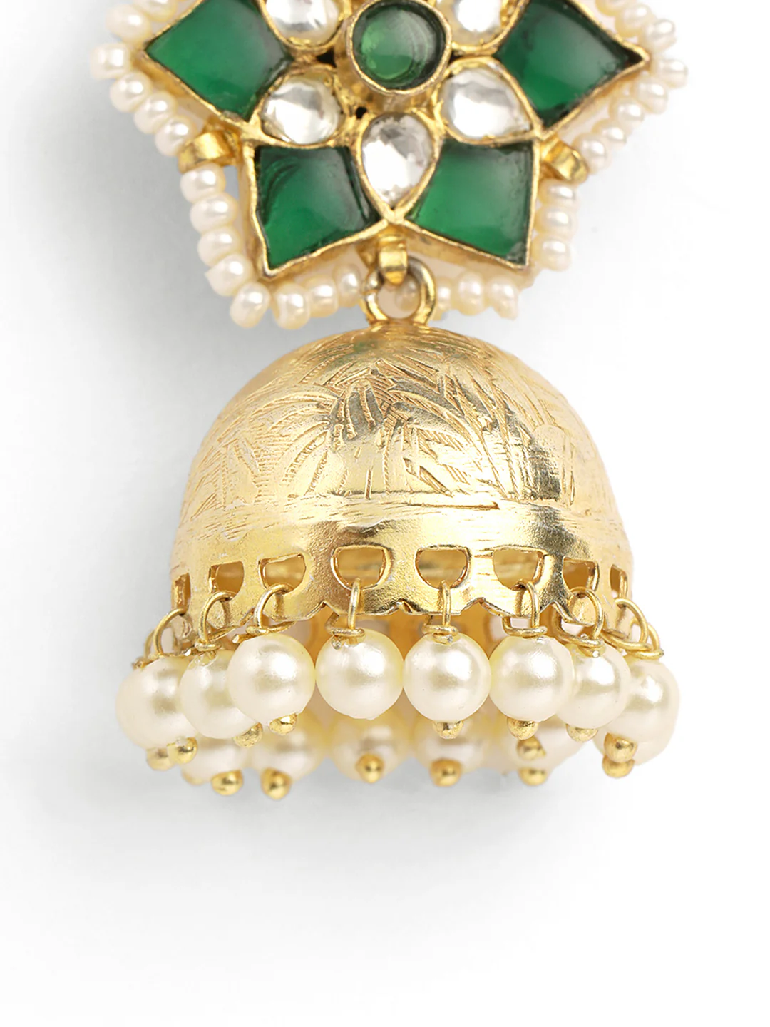 22K Gold Plated Panna Jhumki Earrings - Image 6