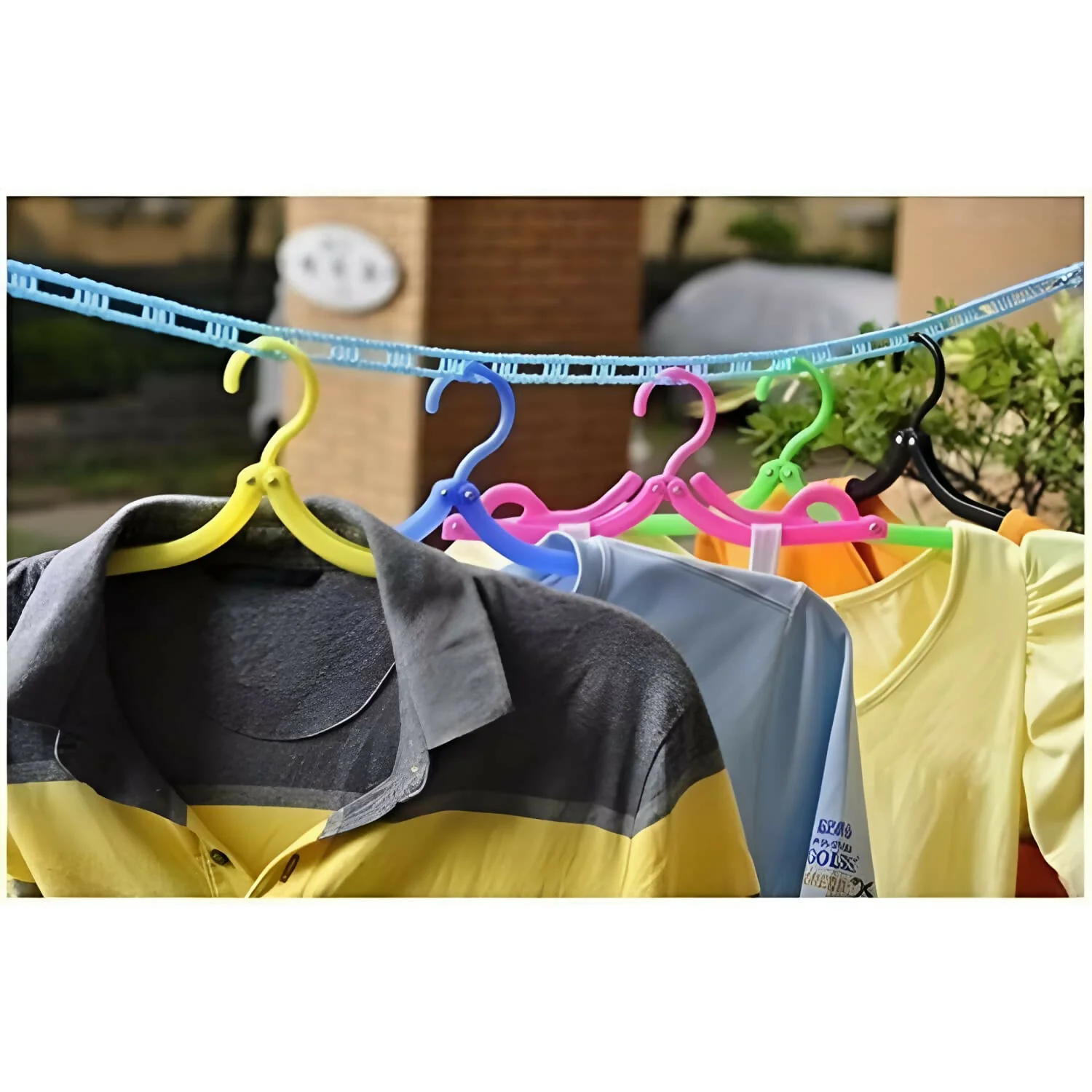 5 Meters Windproof Anti-Slip Clothes Washing Line Drying Nylon Rope with Hooks - Multicolor - Image 4