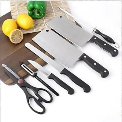 8 Piece Stainless Steel Knife Set with Stand Kitchen Cutting Tools - Image 3