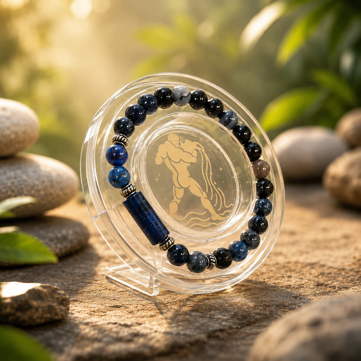 Aquarius Rashi Bracelet (Kumbh Rashi-కుంభ రాశి)– Semi Precious Gemstone Beaded Bracelet for Energy, Strength & Positivity - Image 2