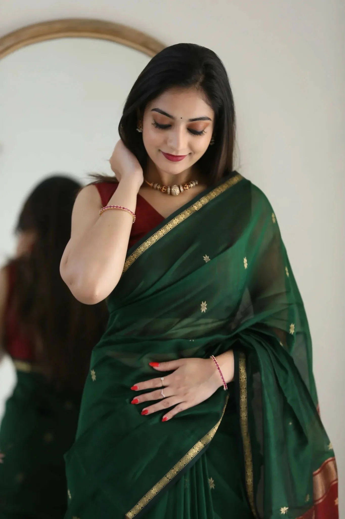 AXONIT Lightweight Cotton Saree with Zari Butti – Ideal for Daily & Festive Wear - Image 11