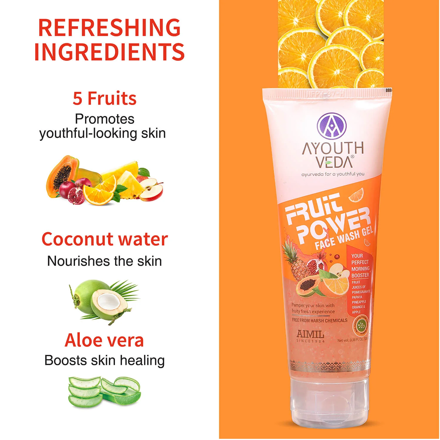 Ayouthveda Fruit Face wash Gel Pack Of 3 (100 ml) - Image 2