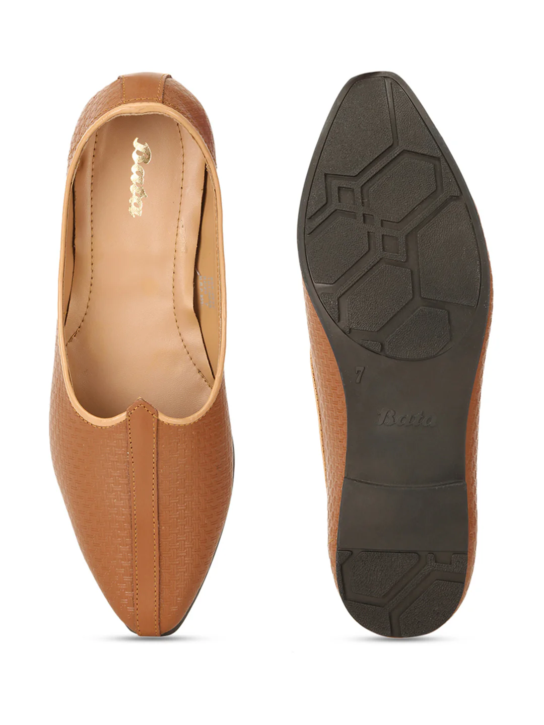 Bata Men Light Brown Traditional Slip-on Mojari