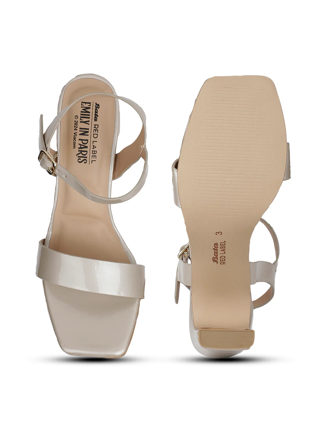 Bata Women Beige Ankle Strap Block Heel Sandal - Image 4