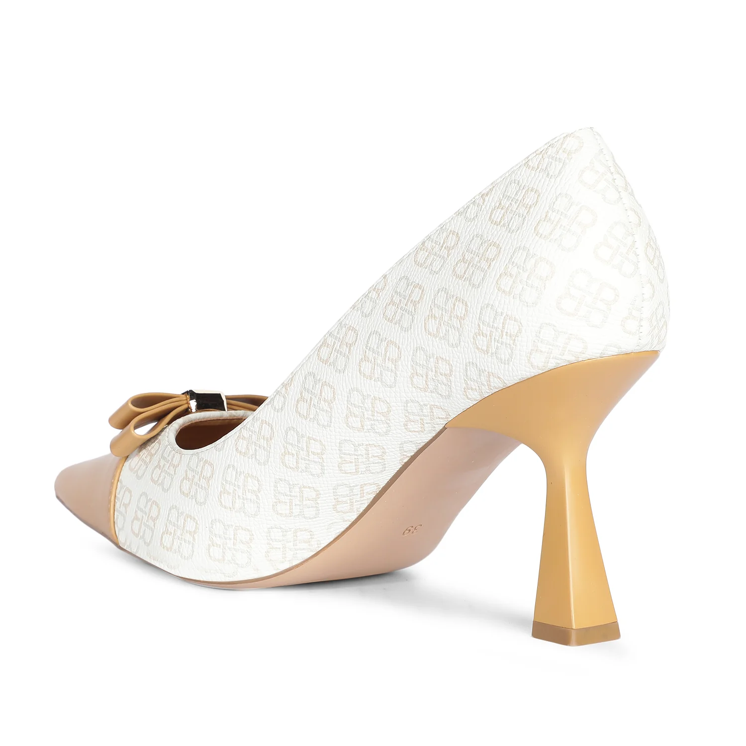 Bata Women Beige Pointed-Toe Kitten Heel Pump - Image 3