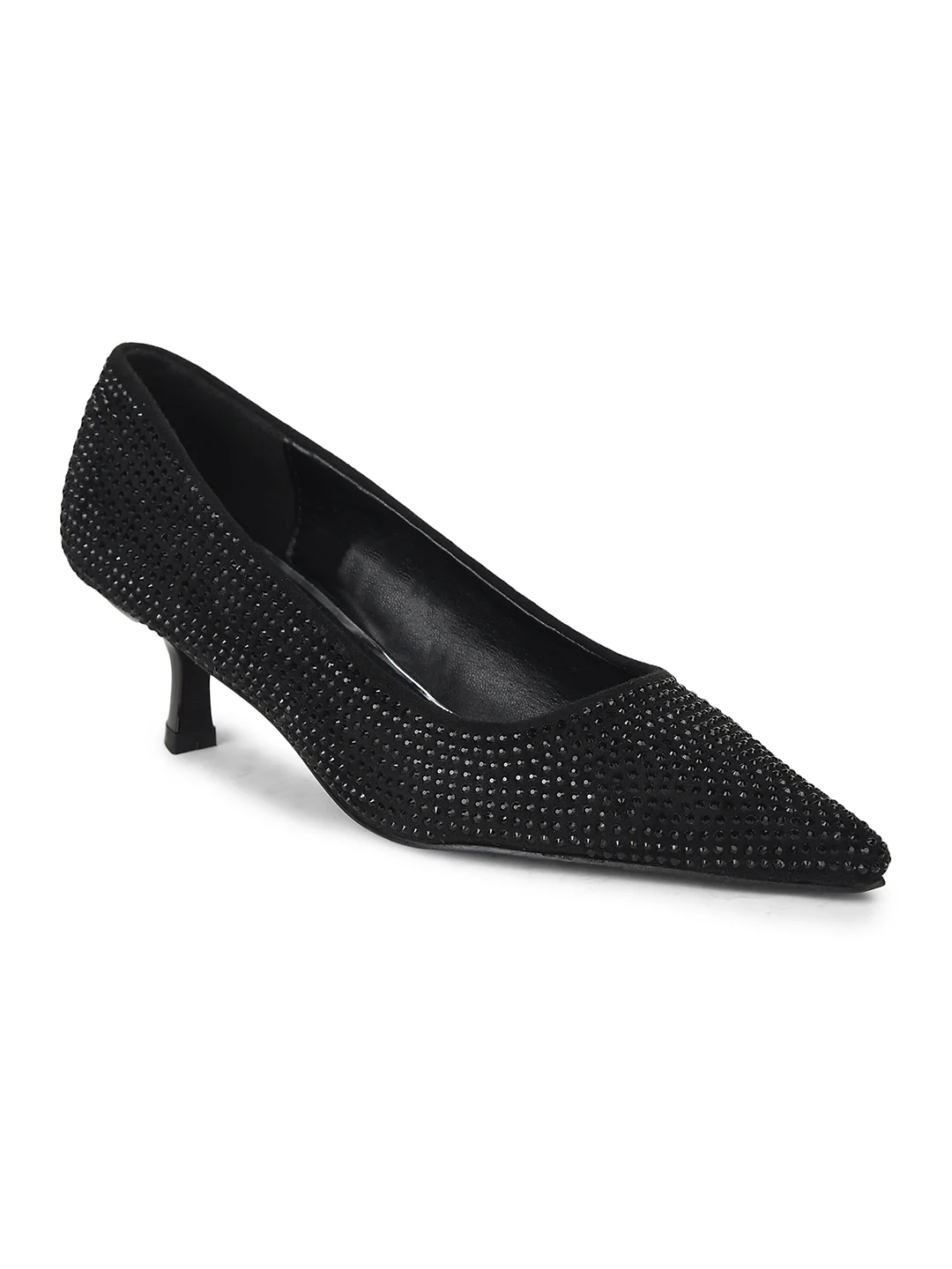 Bata Women Black Pointed-Toe Kitten Heel Pump