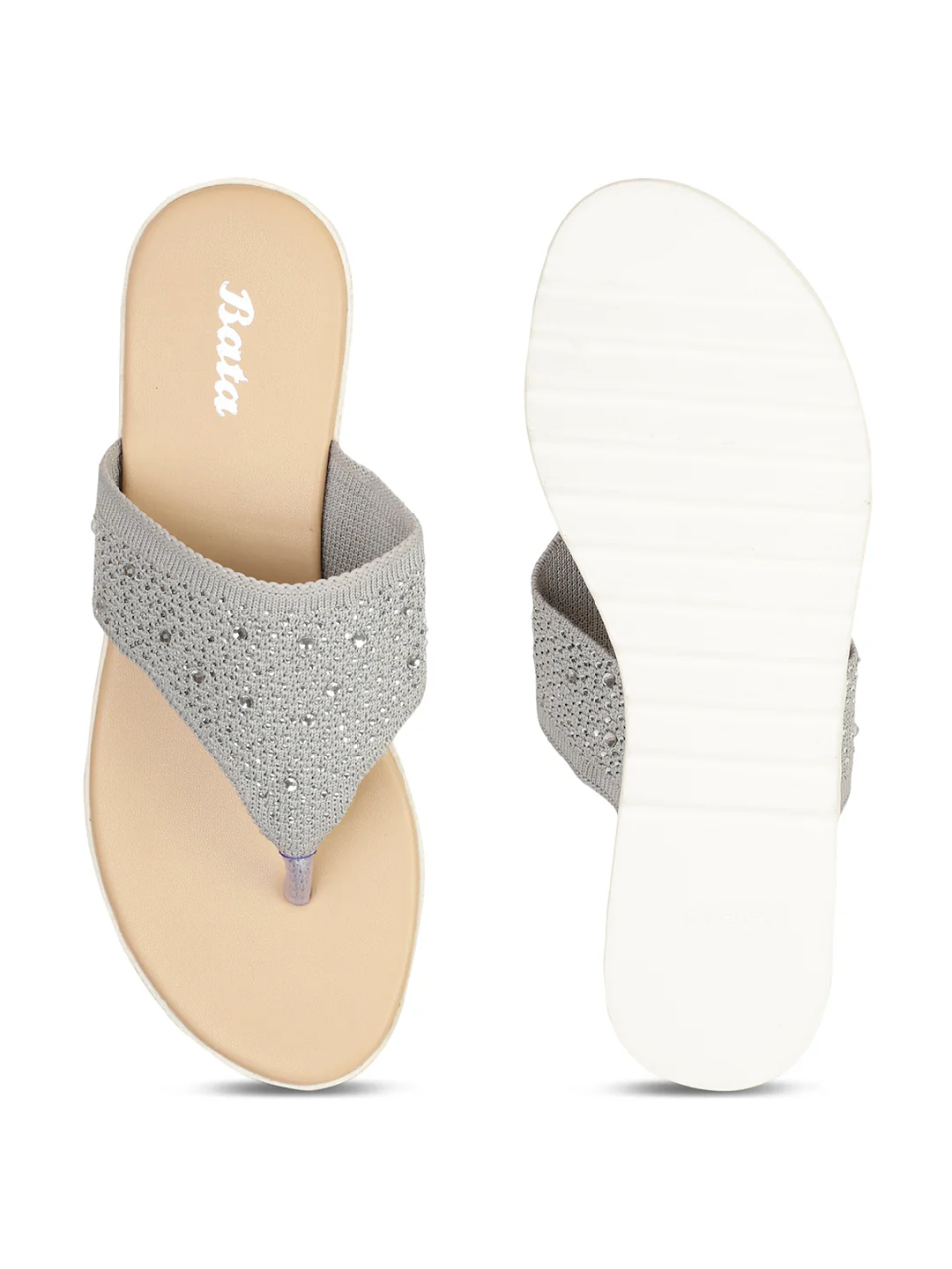 Bata Women Grey Casual Thong Flats - Image 4