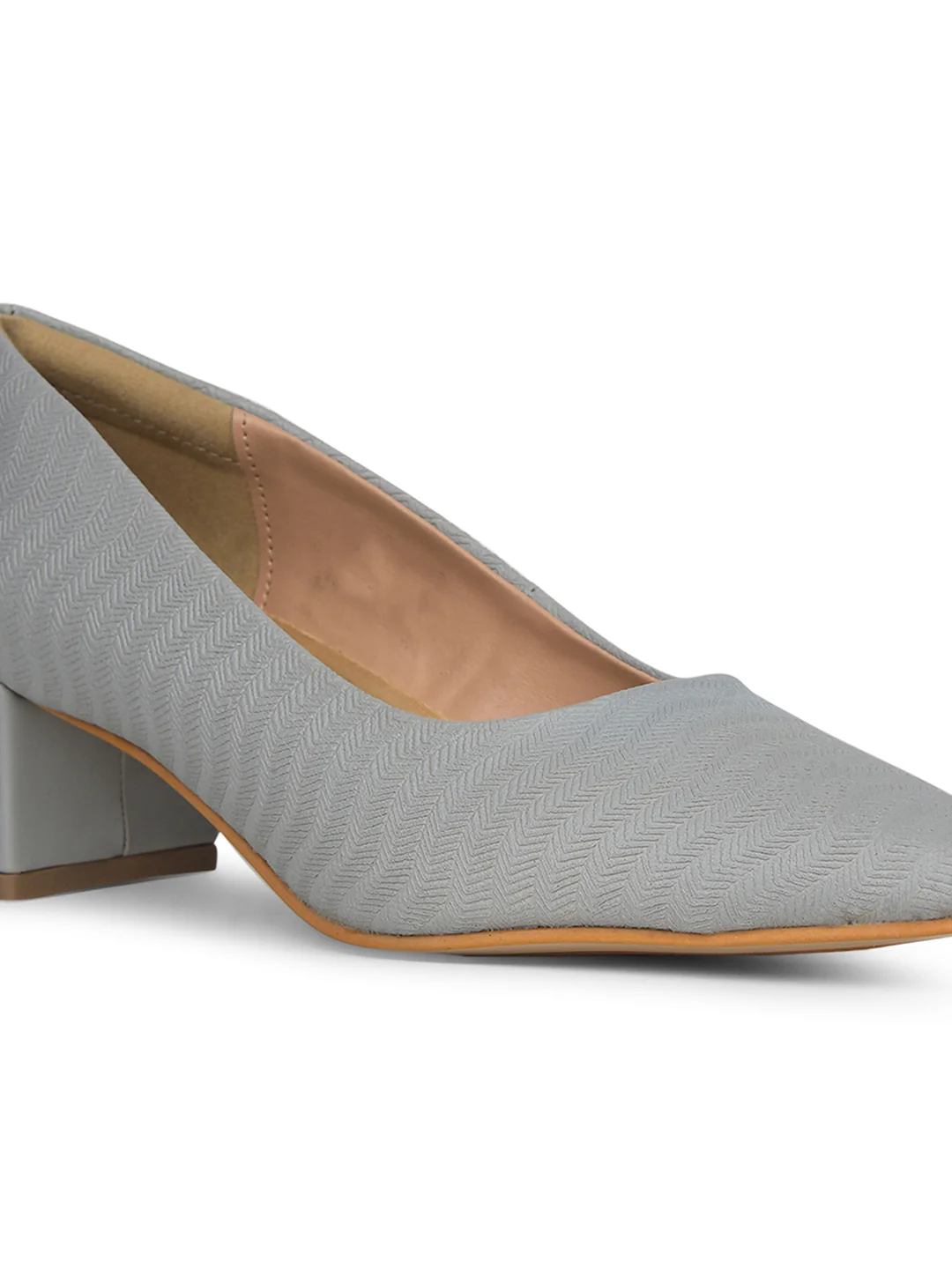 Bata Women Grey Pointed-Toe Block Heel Pump - Image 5