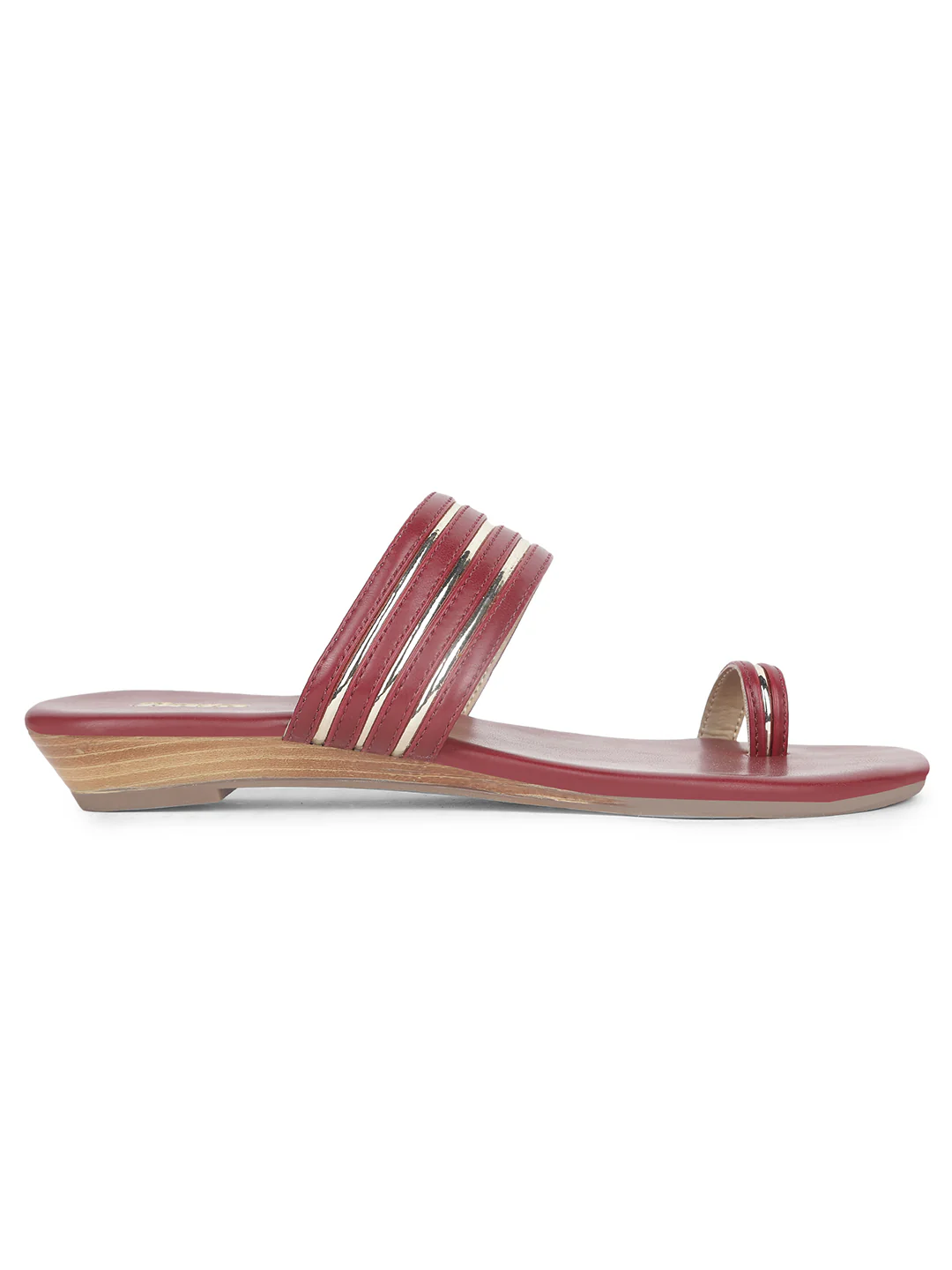 Bata Women Maroon Casual Toe Ring Flats - Image 2