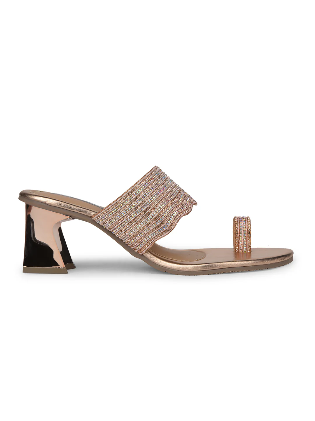 Bata Women Nude Block Heel Toe Ring Sandal - Image 2