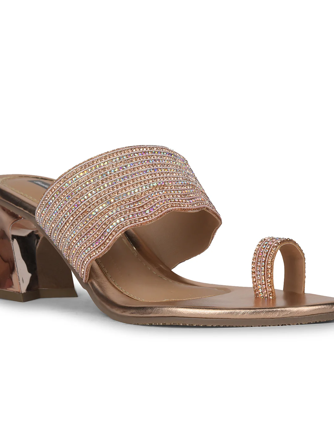 Bata Women Nude Block Heel Toe Ring Sandal - Image 5