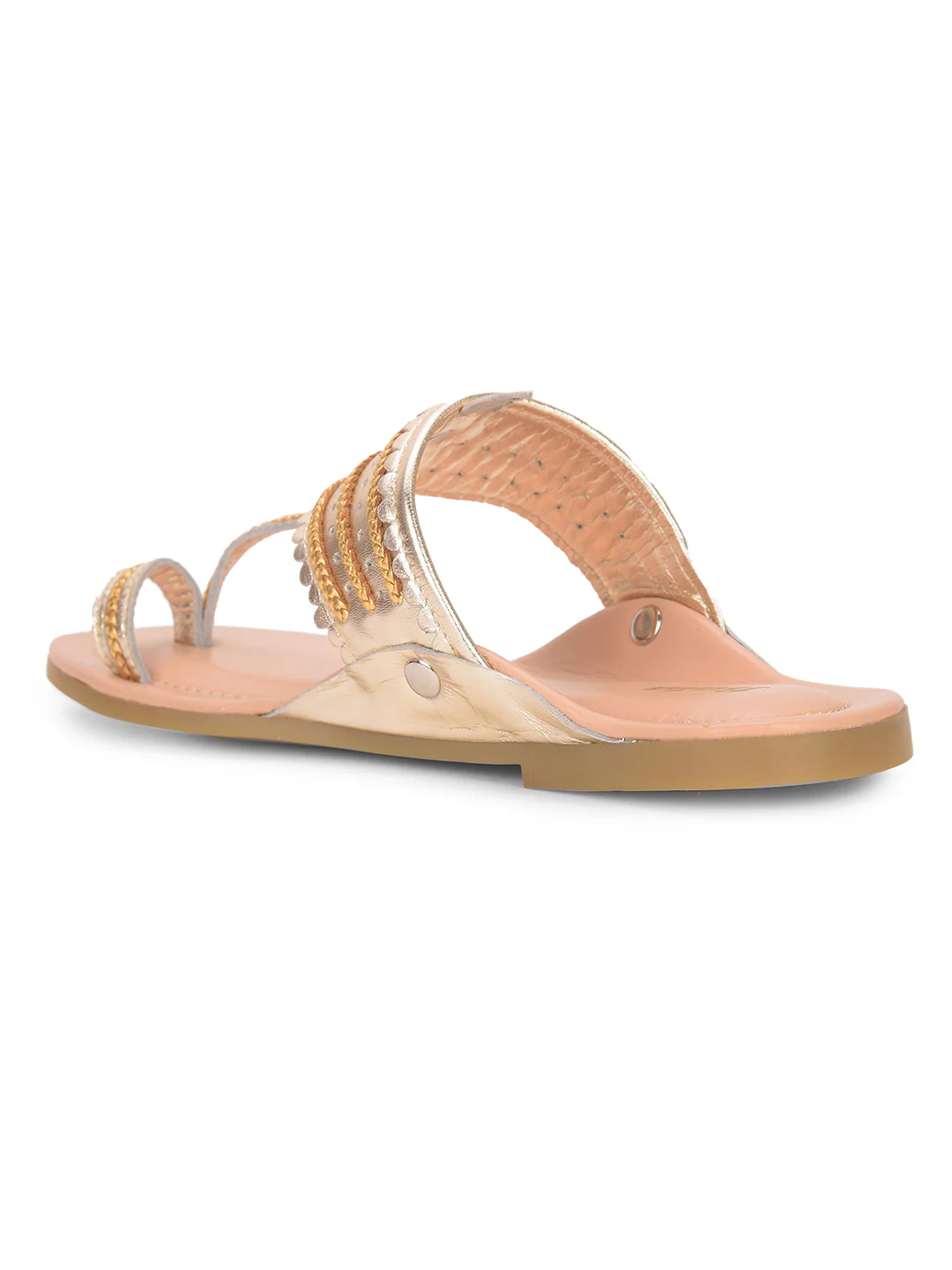 Bata Women Rose Gold Casual Toe Ring Flats - Image 3