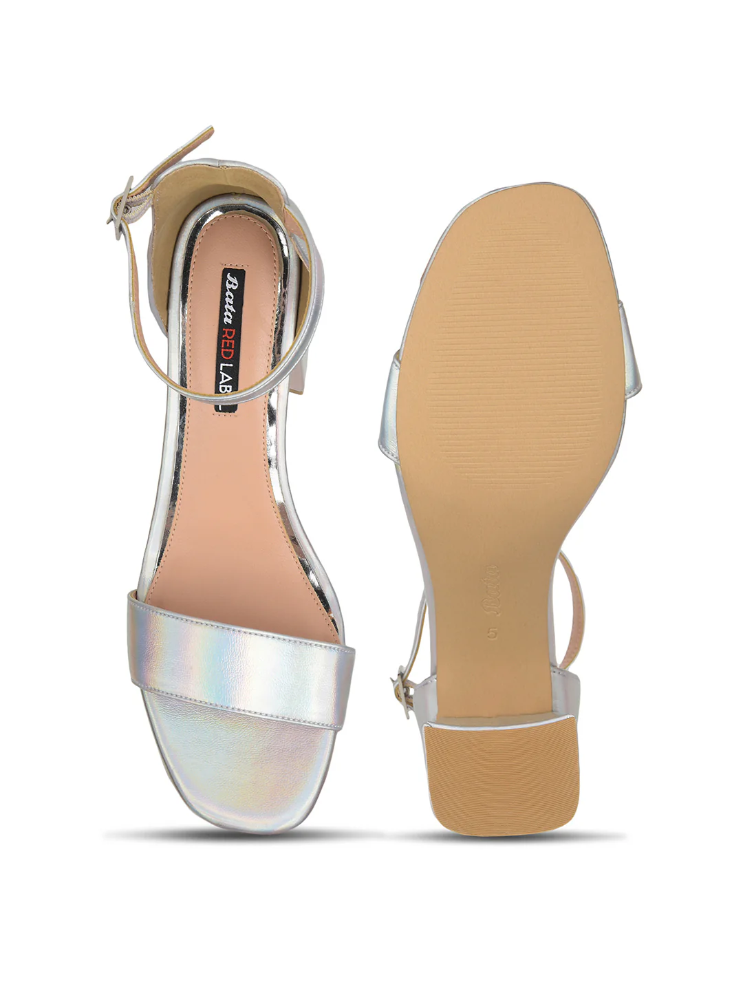 Bata Women Silver Ankle Strap Block Heel Sandal - Image 4