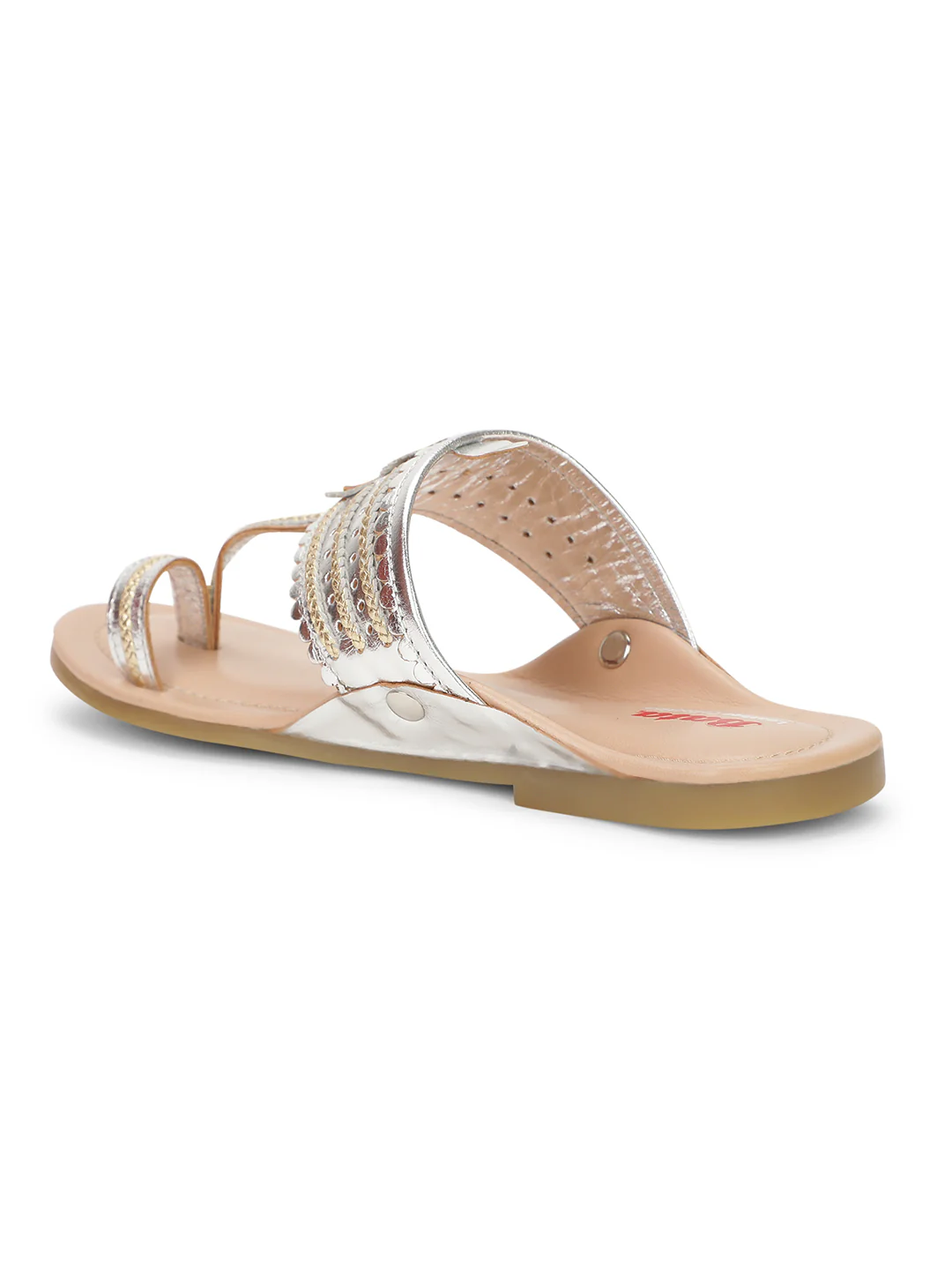 Bata Women Silver Casual Toe Ring Flats - Image 3