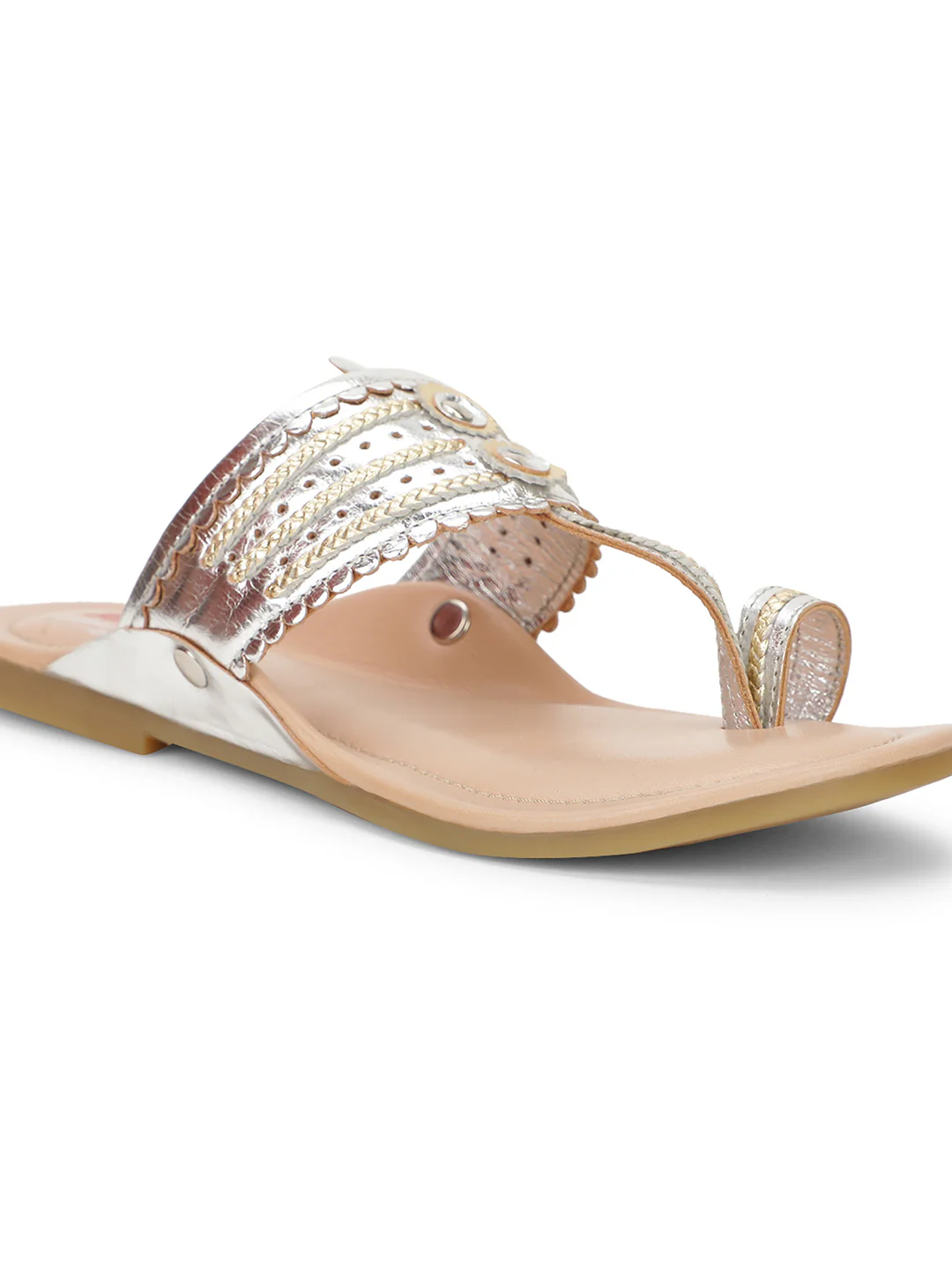 Bata Women Silver Casual Toe Ring Flats - Image 5