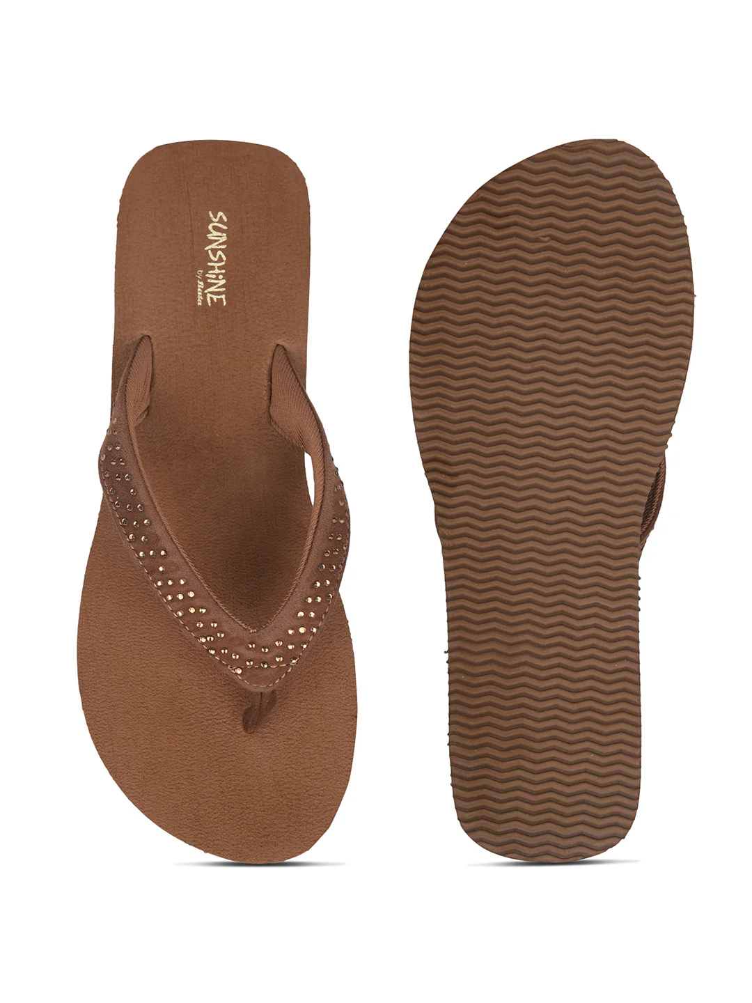 Bata Women Tan Platform Heel Thong Sandal - Image 4