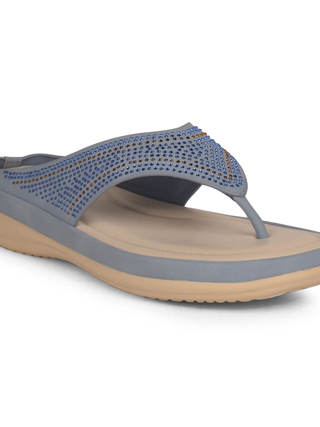 Bata Comfit Women Blue Wedge Heel Thong Sandal - Image 5