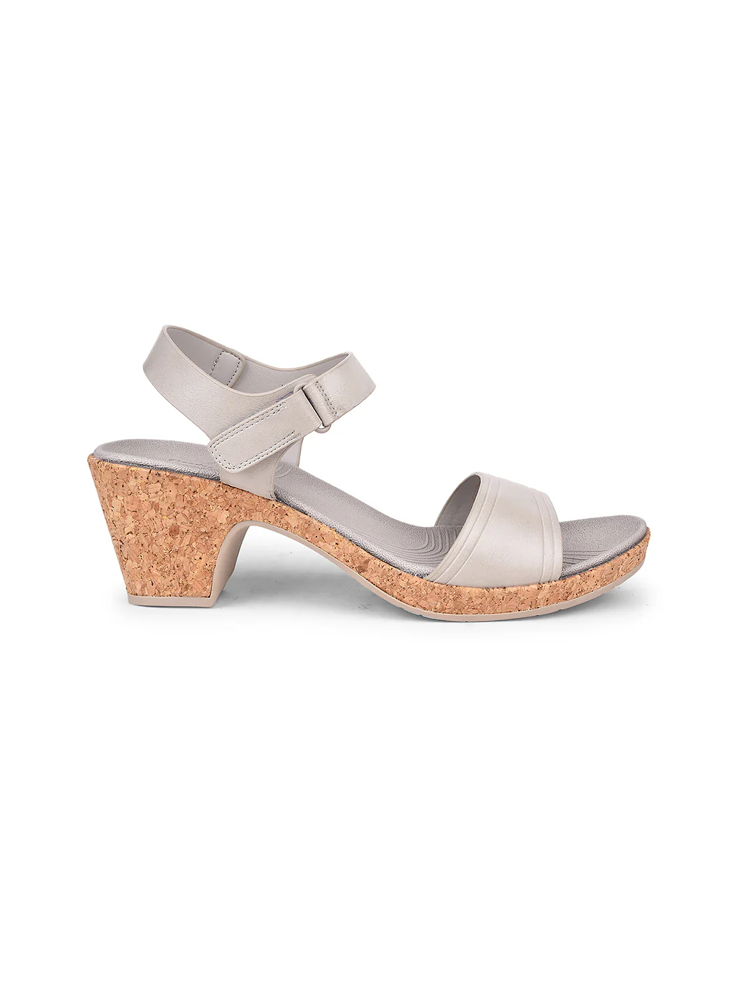 Bata Comfit Women Grey Velcro Strap Block Heel Sandal - Image 2