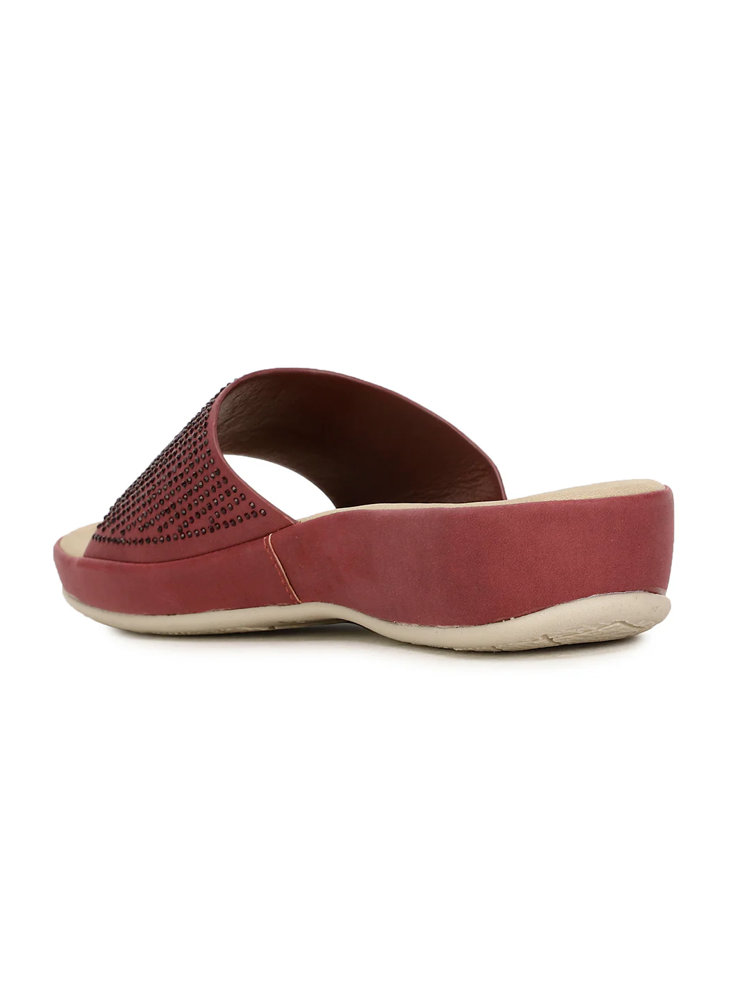 Bata Comfit Women Maroon Wedge Heel Mule Sandal - Image 3