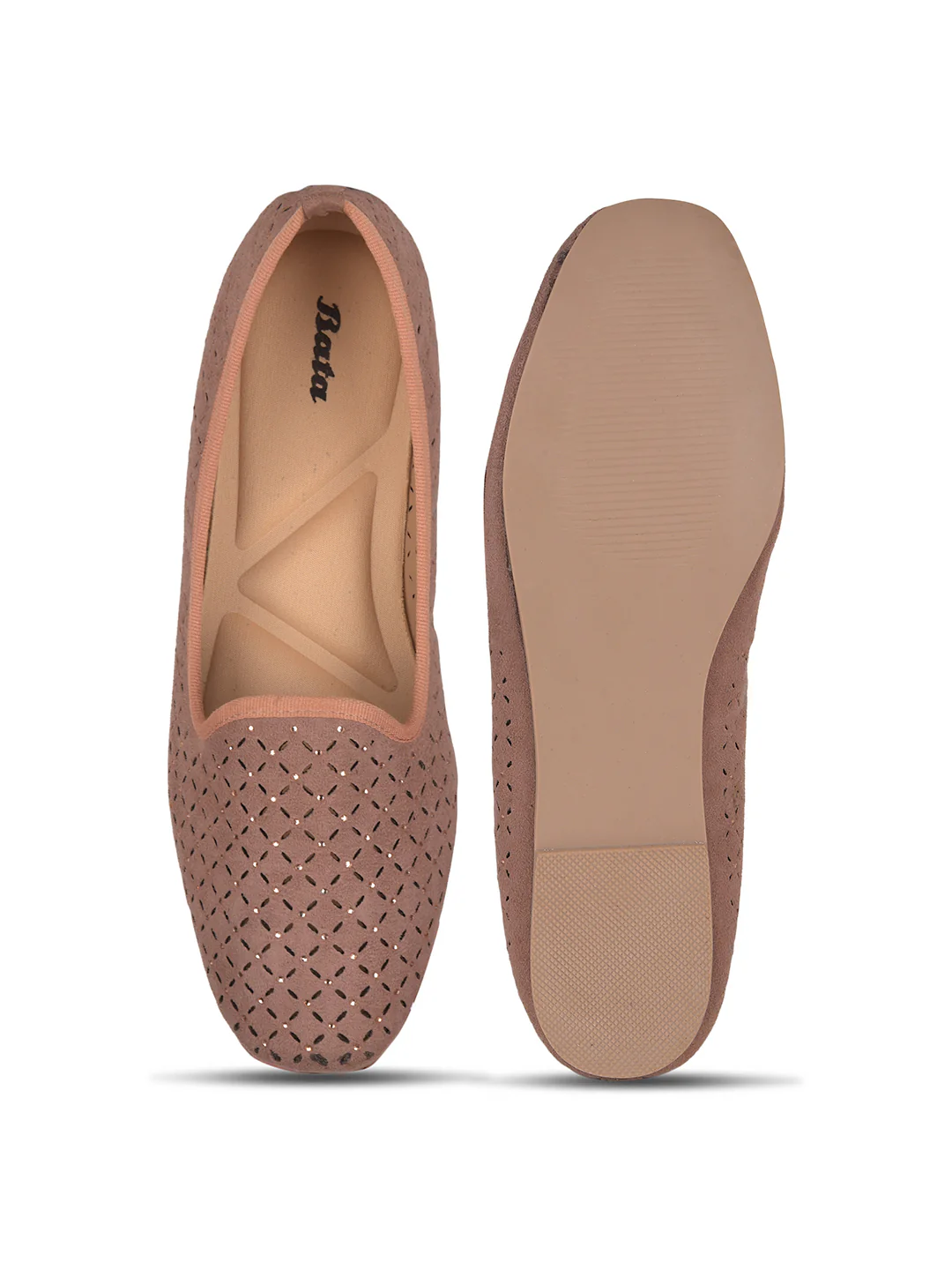 Bata Women's Nude Flat Ballerina Shoes - Image 4