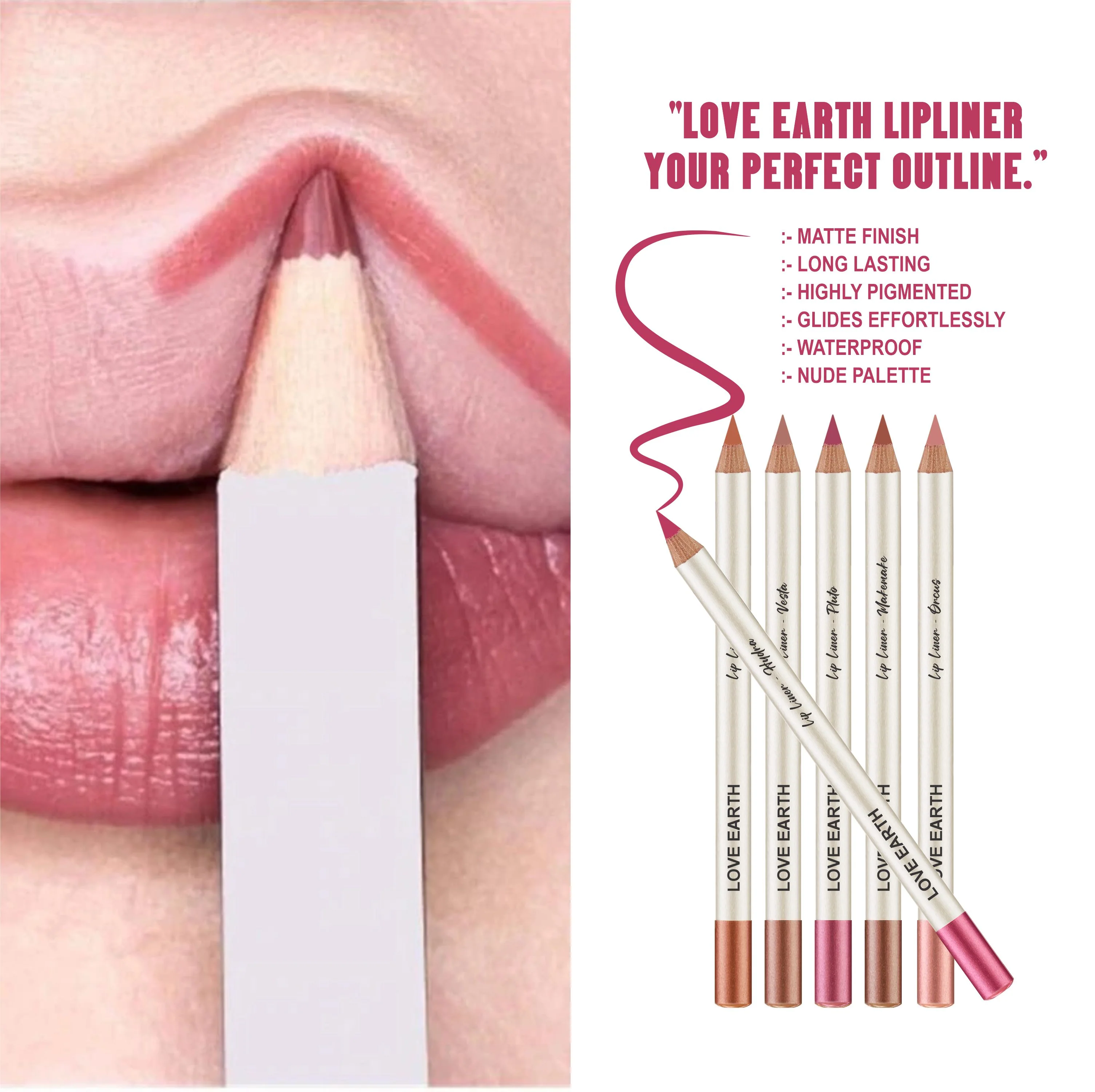 LOVE EARTH LIP LINER EVERYDAY NUDES -PACK OF 6 - Image 4