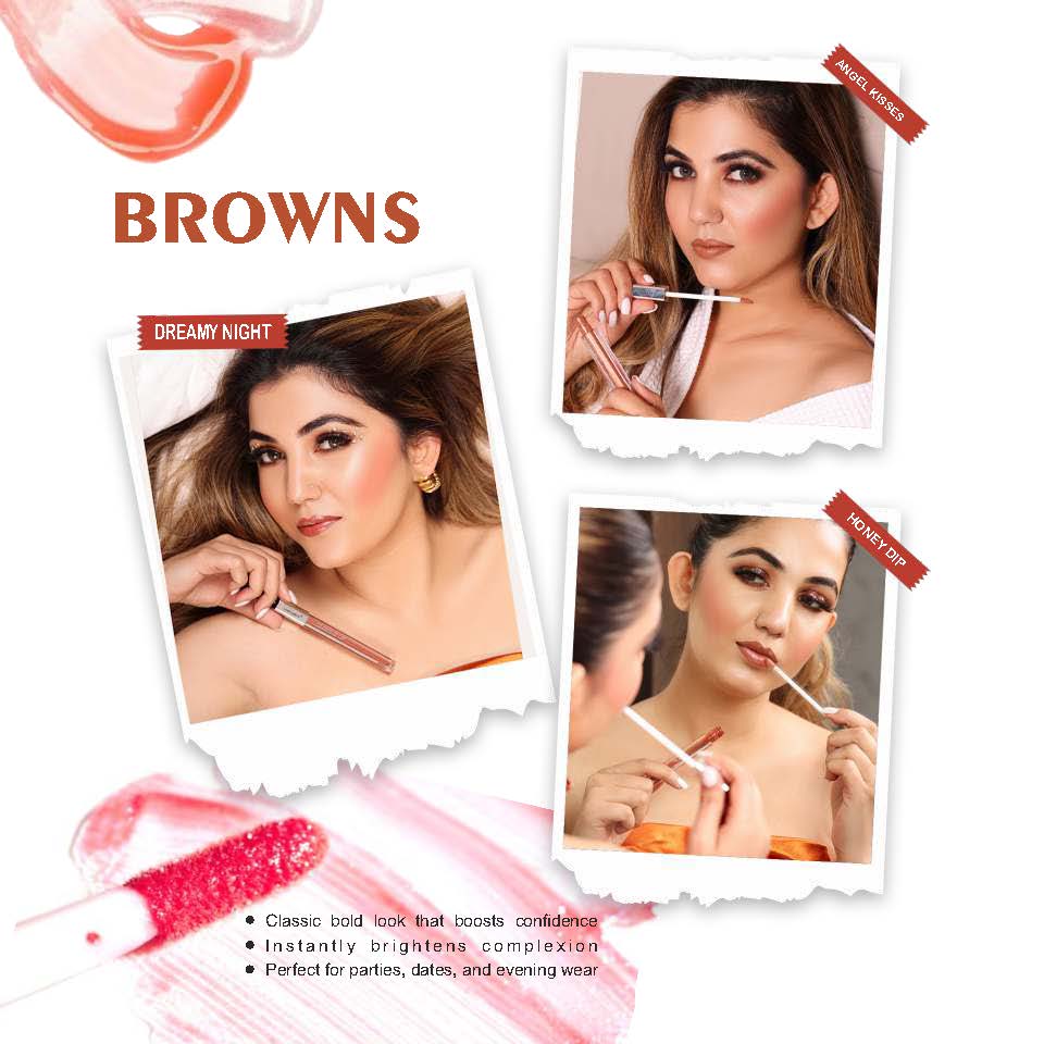 Love Earth Liquid Lip Gloss Browns - Pack of 3 - Image 3