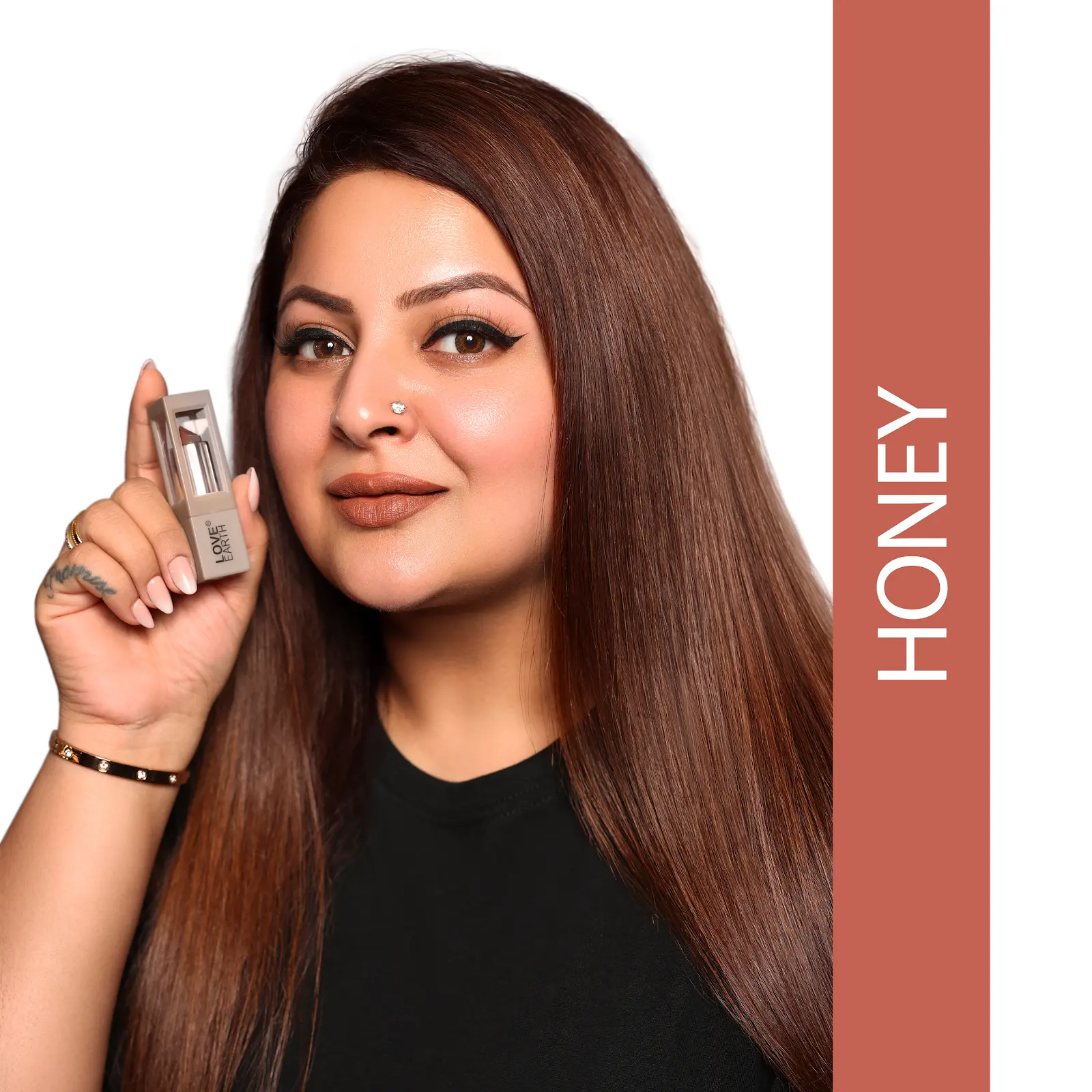 Love Earth Satin Matte Lipstick - Honey | Lightweight | Long-Lasting Wear,Lips Moisturised | Satin Creamy-Matte Finish |3.5G - Image 3
