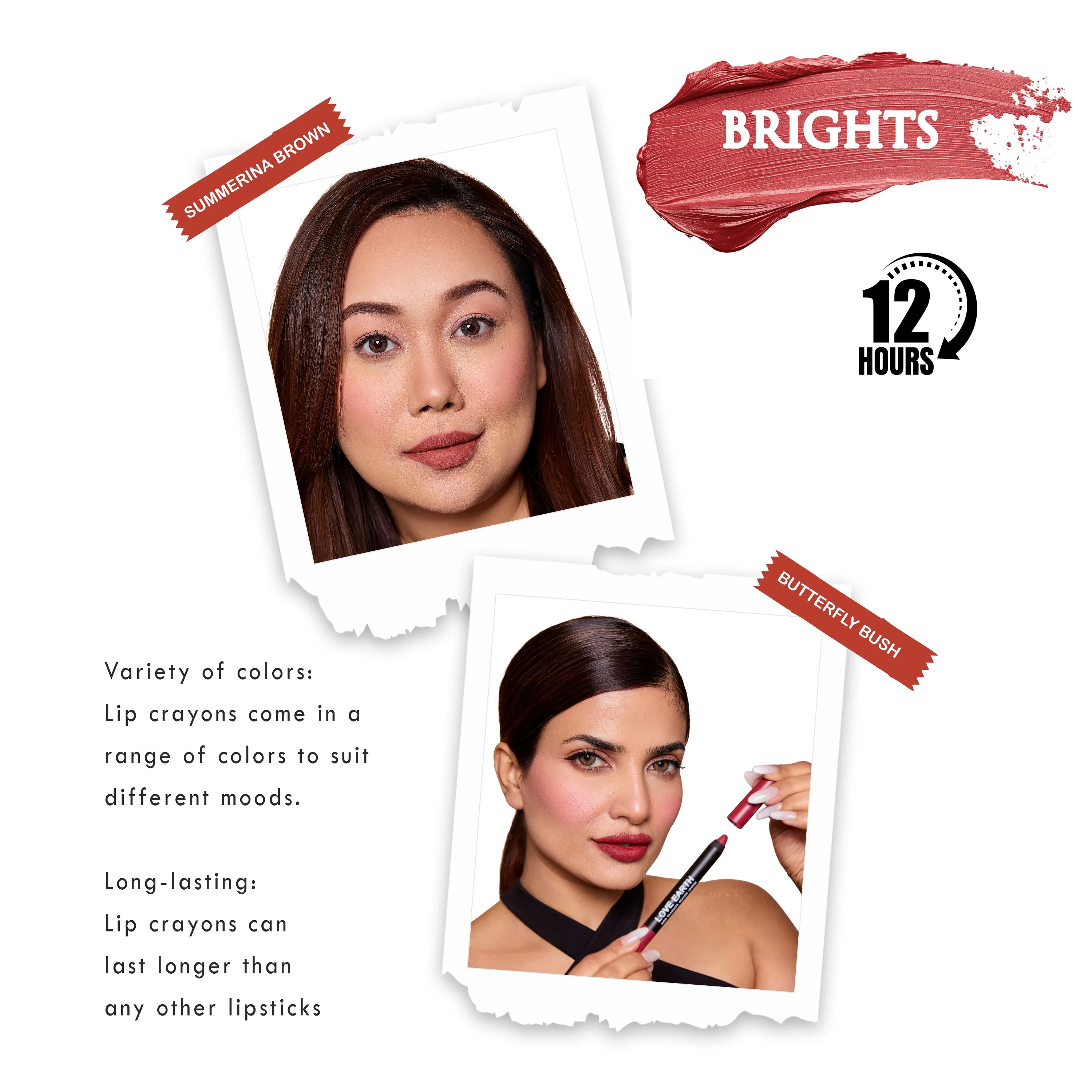 Love Earth Lip Crayon Non-Transfer Lipstick Brights - Pack Of 2 - Image 3