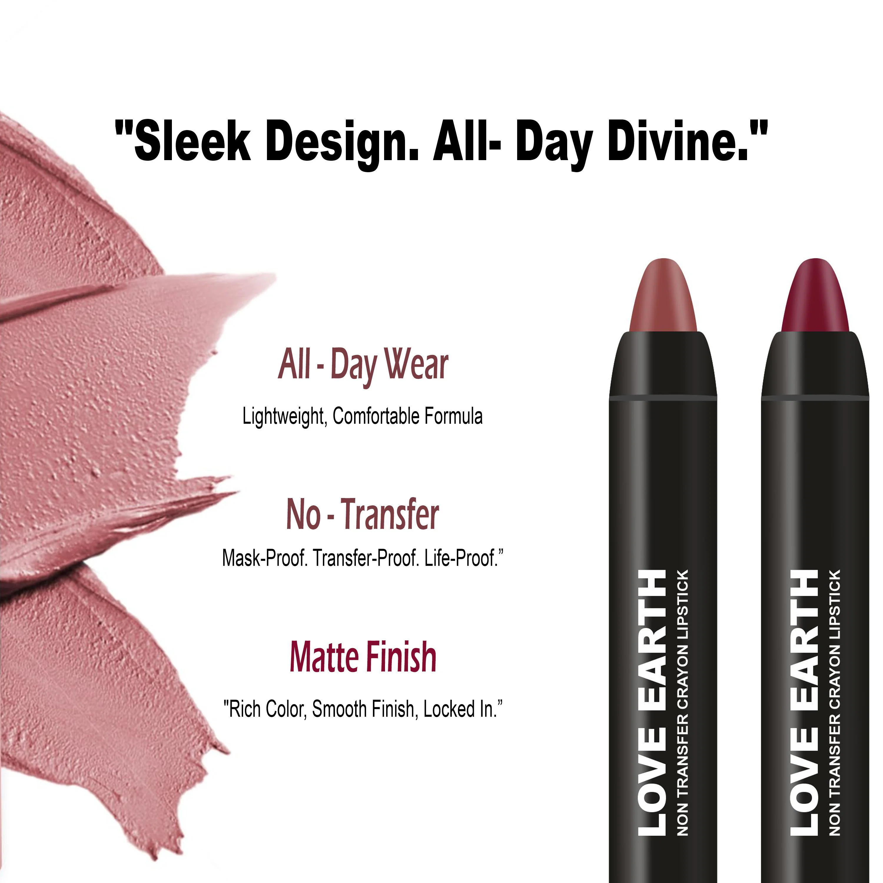Love Earth Lip Crayon Non-Transfer Lipstick Brights - Pack Of 2 - Image 4