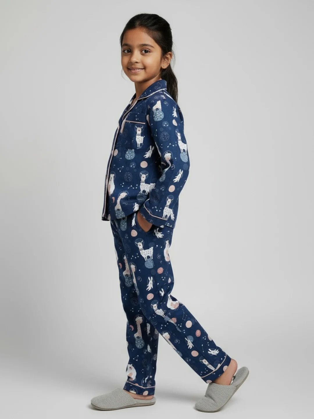 Biglilpeople Unisex Full Sleeve Nightsuits (Blue) – Space Animals Theme - Image 4