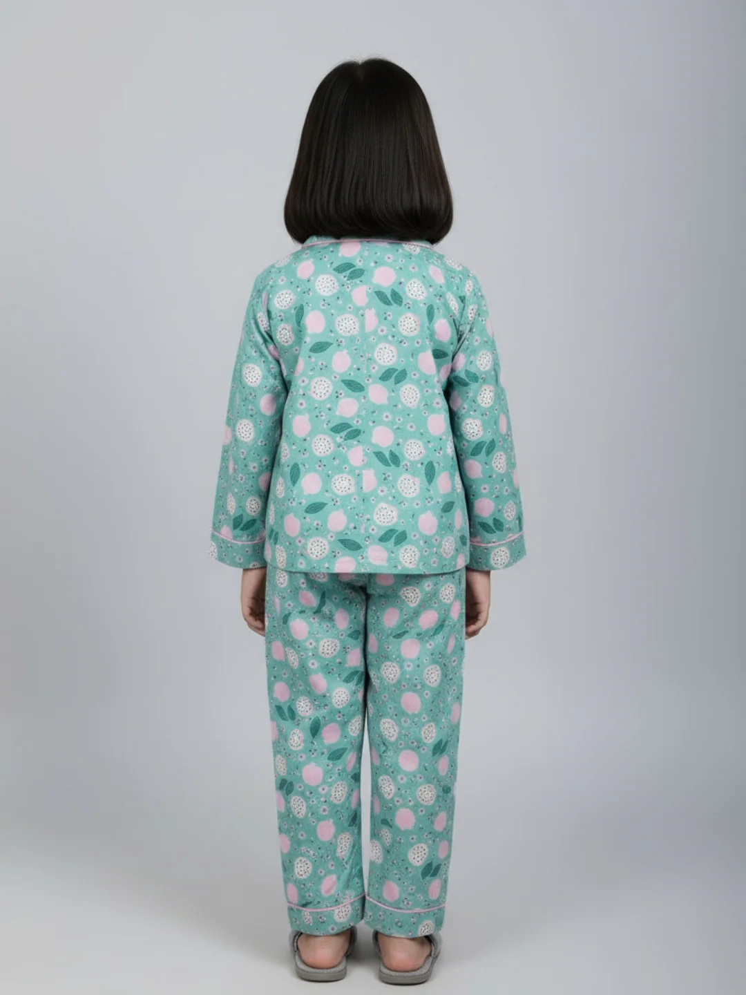 Biglilpeople Unisex Full Sleeve Nightsuits (Green) – Fresh Fruit & Leaf Print Theme - Image 5