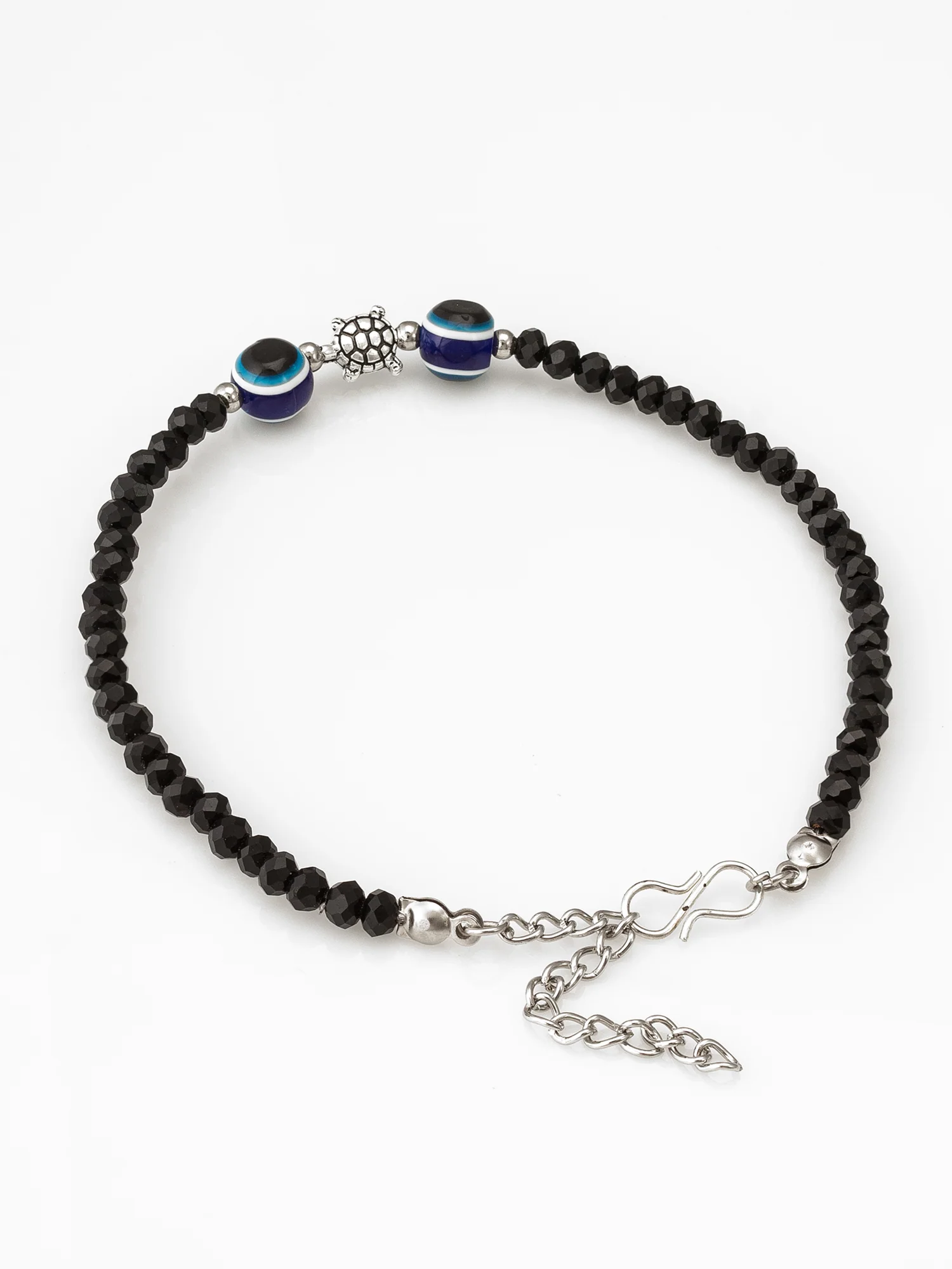 Black Crystal Bead Evil Eye Anklet - Image 3