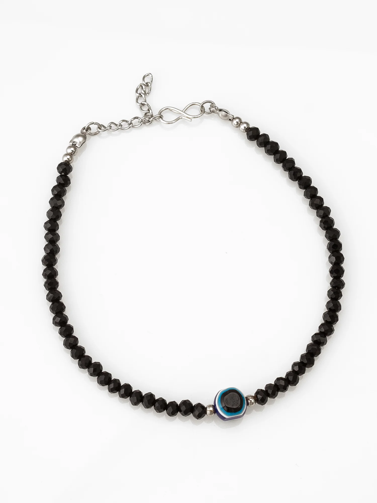 Black Faceted Crystal Bead Anklet - Image 2