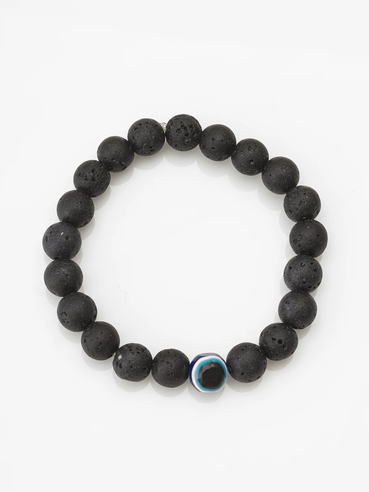 Black Lava Stone Evil Eye Beaded Bracelet - Image 2