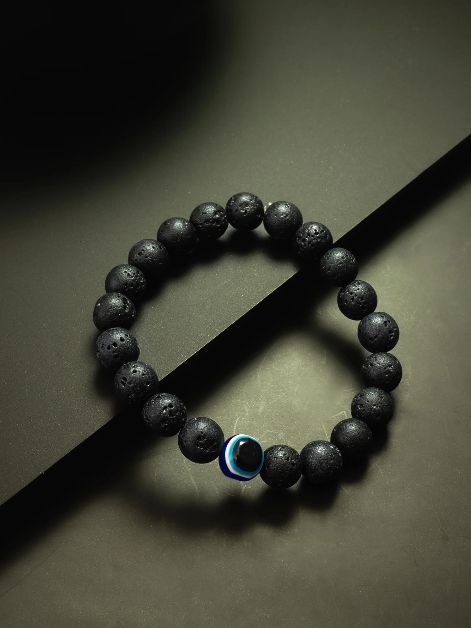 Black Lava Stone Evil Eye Beaded Bracelet - Image 3