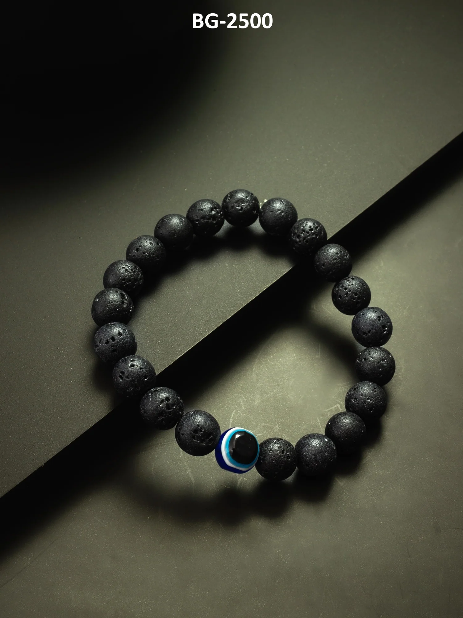 Black Lava Stone Evil Eye Beaded Bracelet - Image 4