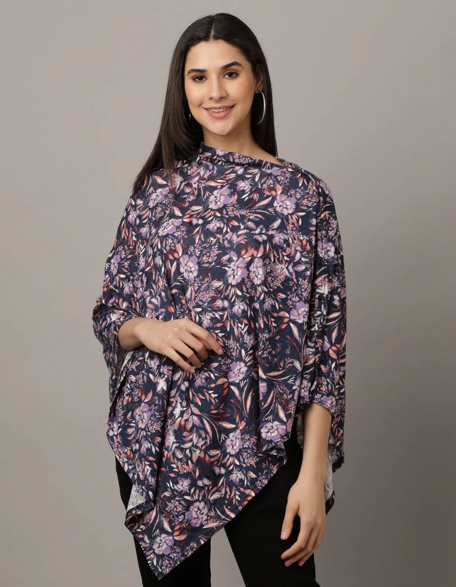 Blue Floral Nursing Cover and Top - Image 3