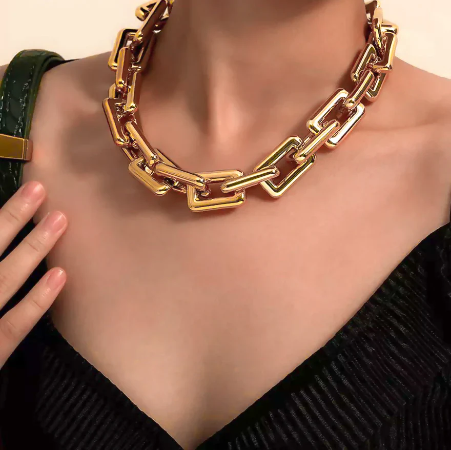 Bold & Beautiful Gold Jewelry Set – Chain Necklace, Bracelet & Earrings Combo (Set of 3) - Image 2