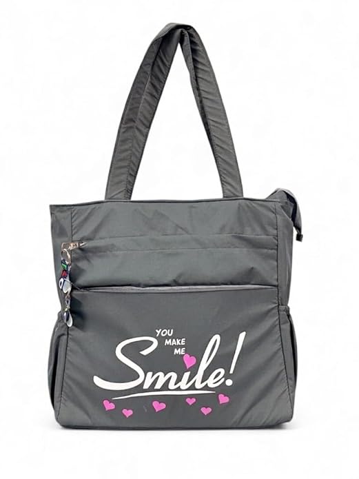 Buddy Cares Smile Shoulder Bag for Women – Tote Bag with "You Make Me Smile" Print