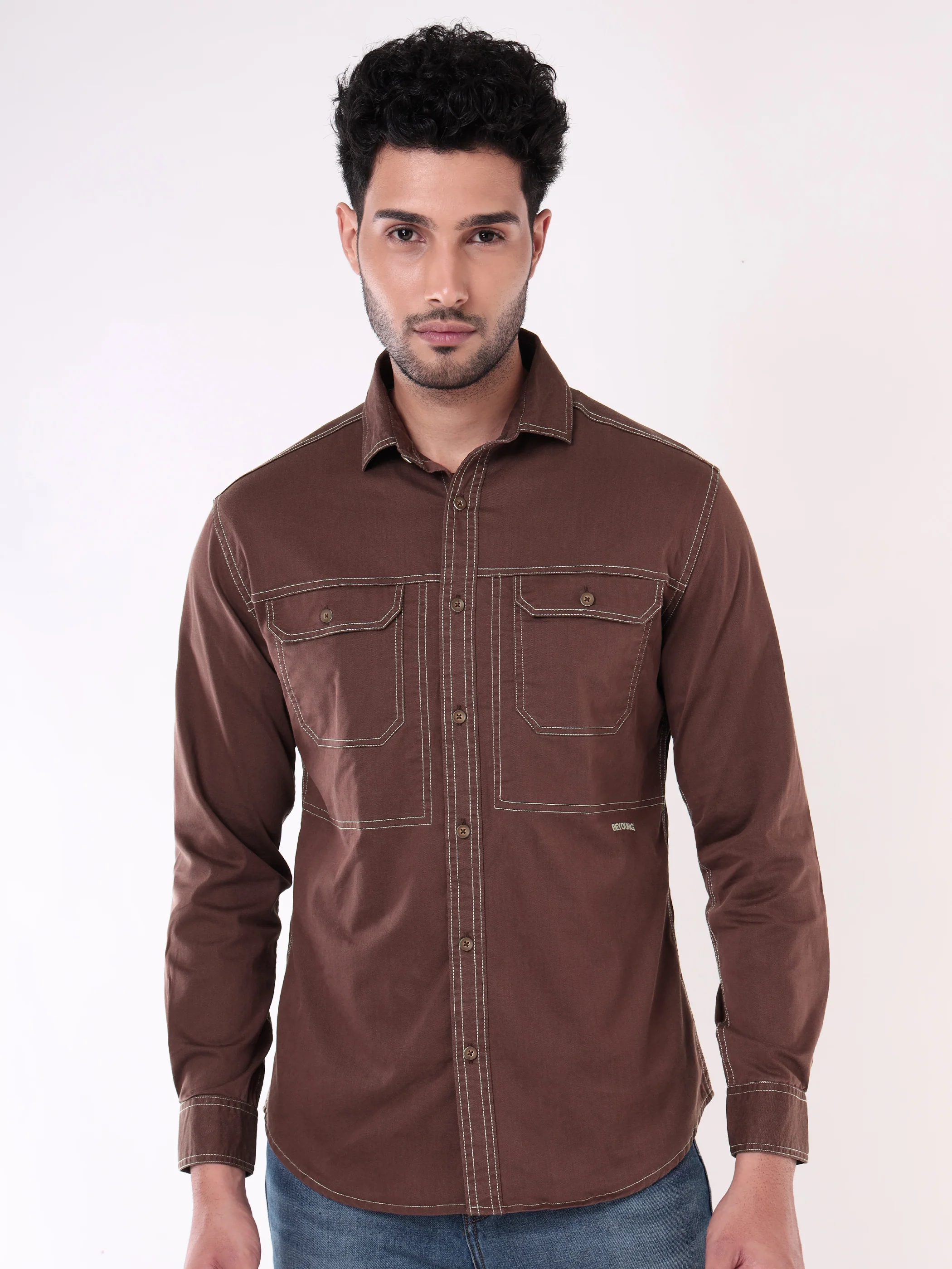 Contrast Stitch Urban Shirt for Men - Image 25
