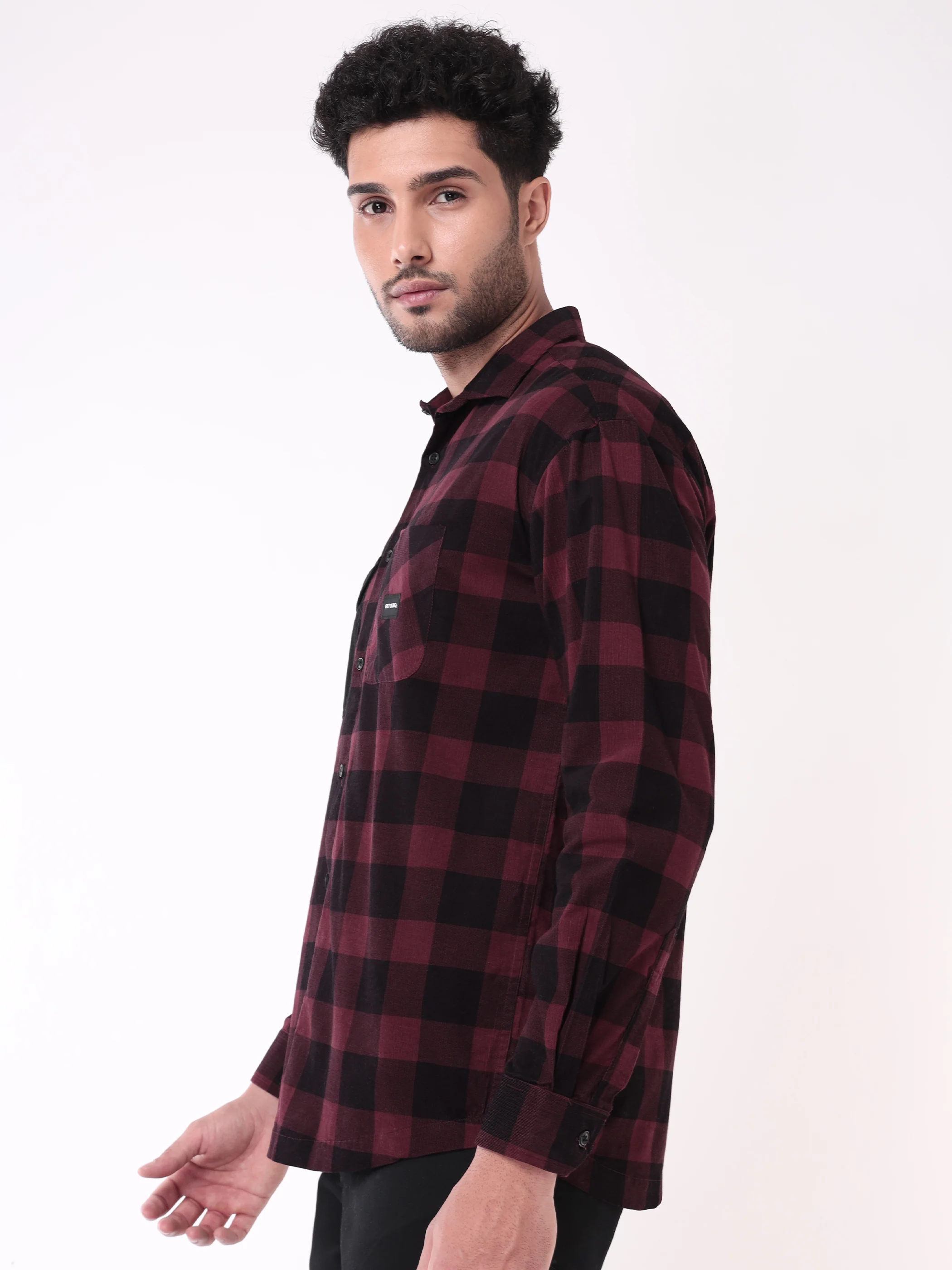 Corduroy Checked Shirt for Men - Image 3