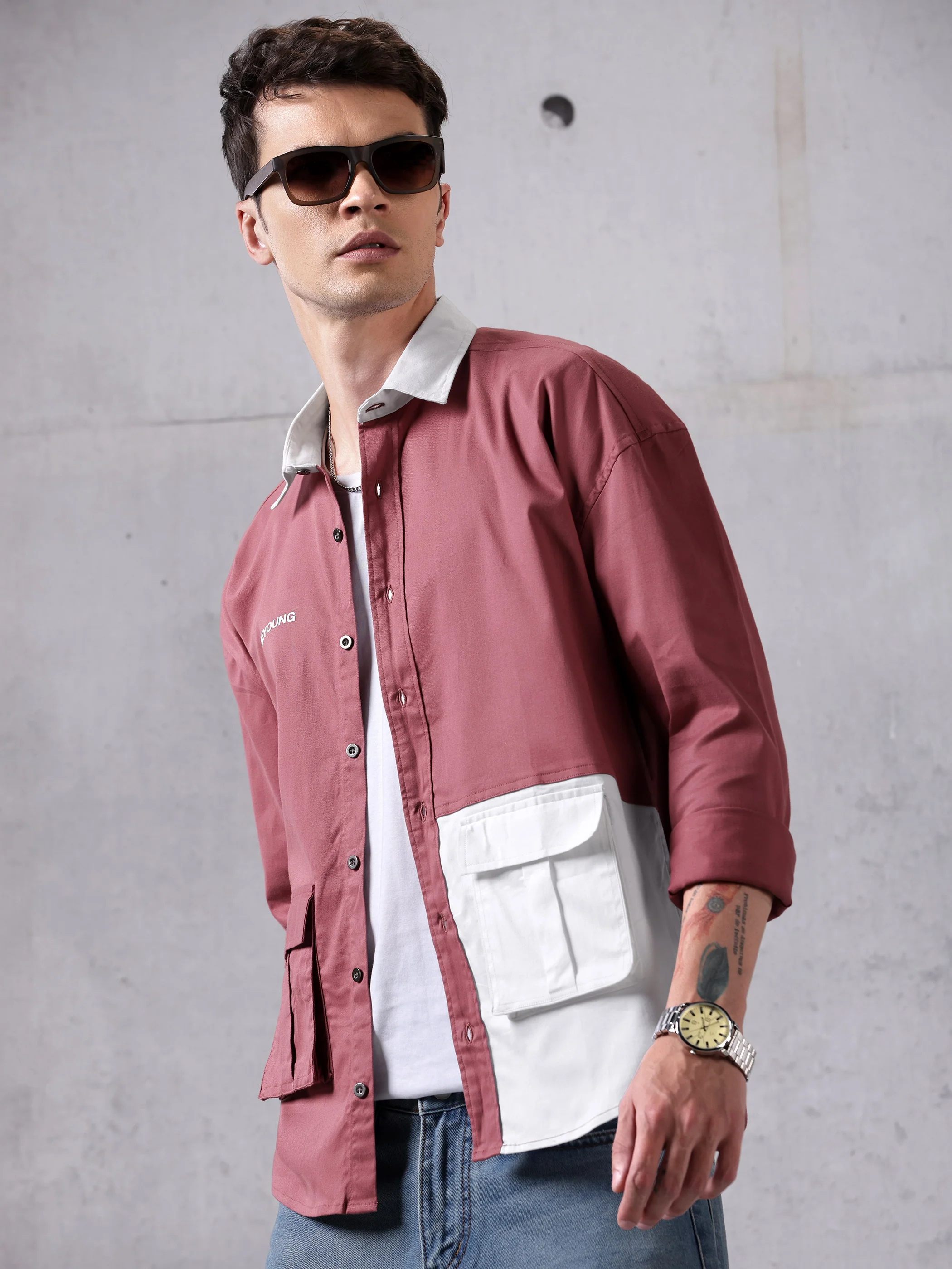 Color Block Urban Shirt For Men - Image 3