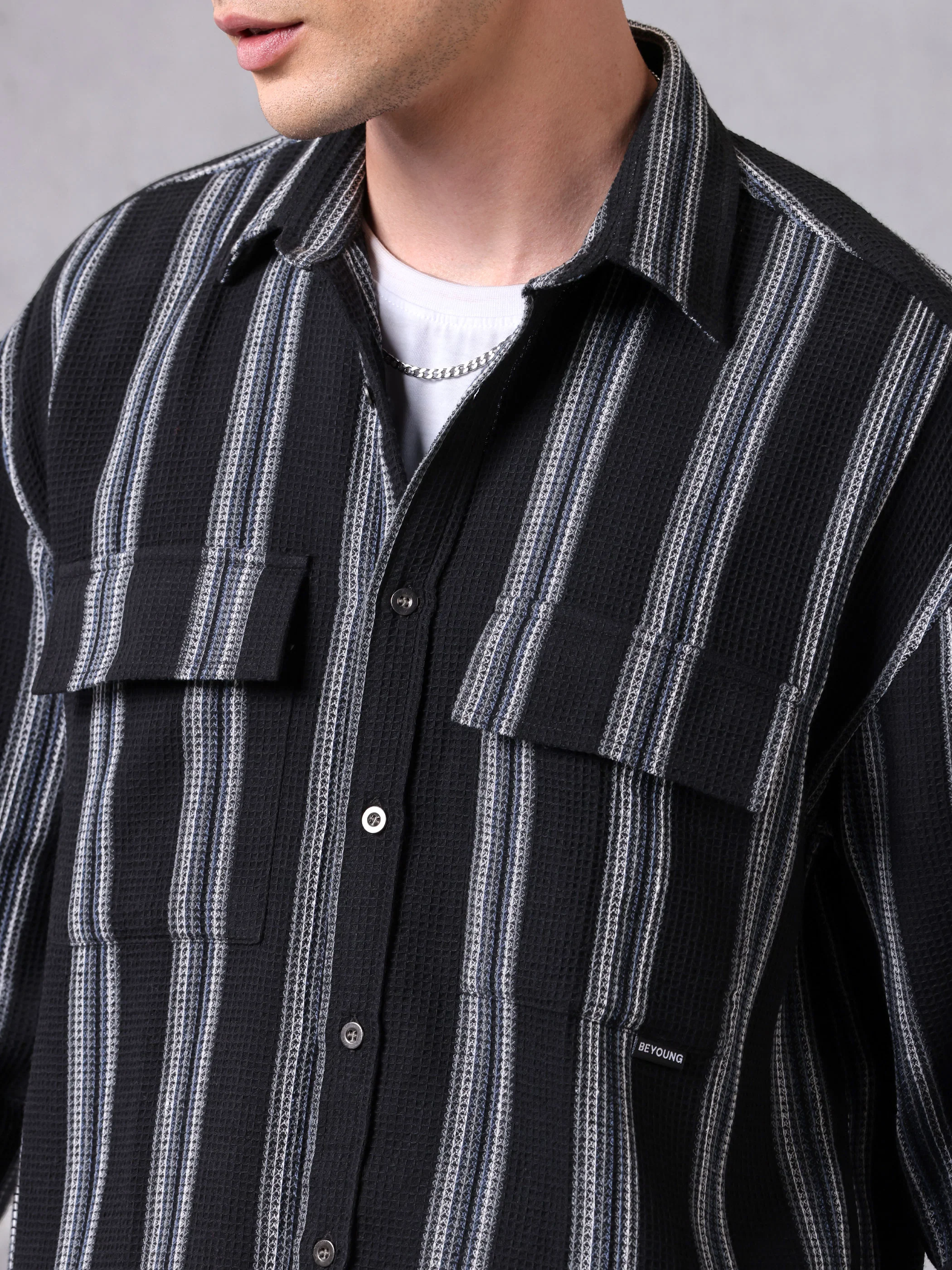 Striped Waffle Shirt for Men - Image 10