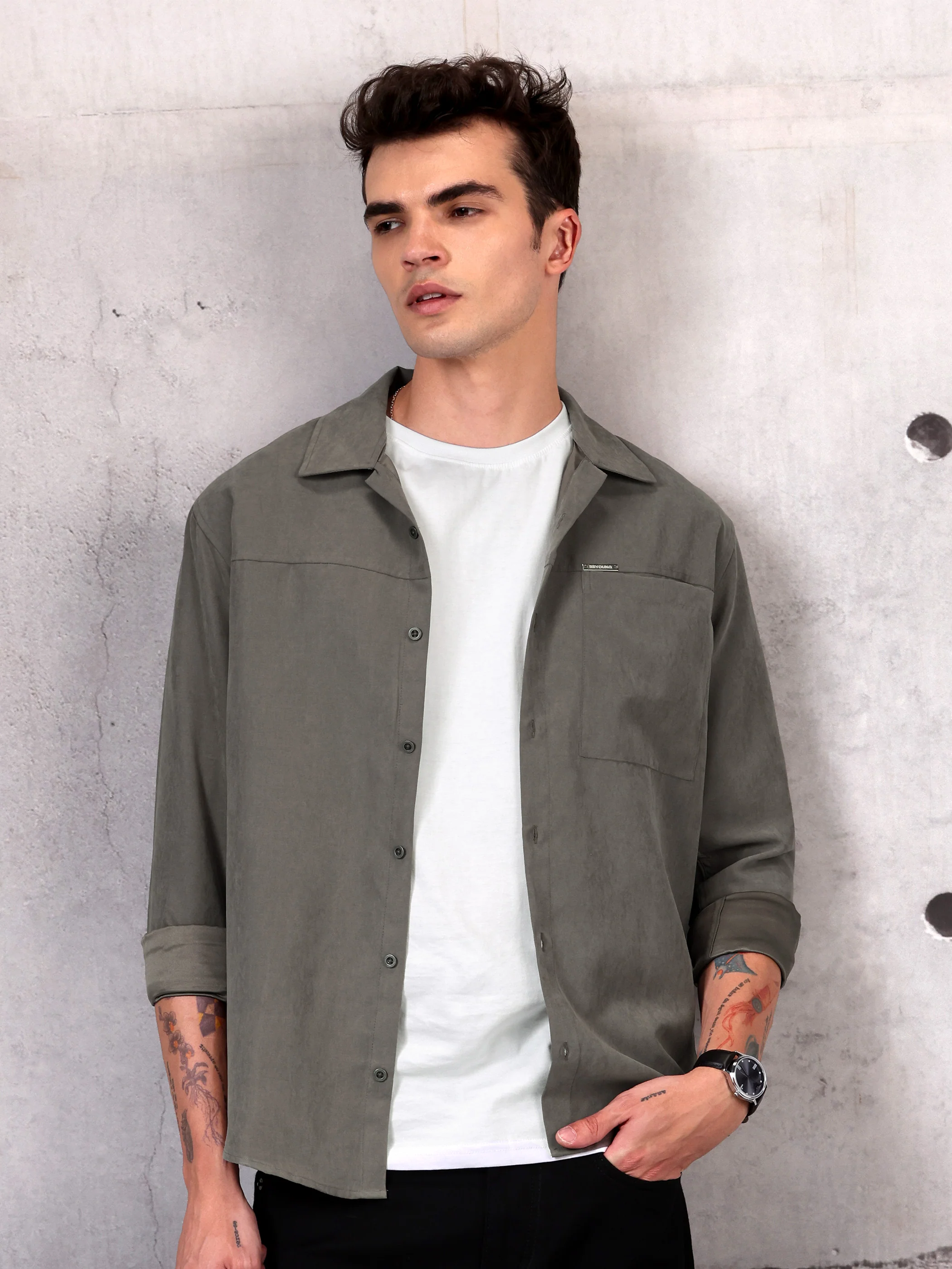 Solid Suede Shirt - Image 4